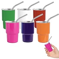 Cute Shot Glasses Set with Straw 2oz, Mini Shot Tumblers with Lid and Straw, Funny Gifts for Women (6 Pack-C)