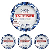 Dixie Ultra, Large Paper Plates, 11 Inch, 25 Count, 3X Stronger*, Heavy Duty, Microwave-Safe, Soak-Proof, Cut Resistant, Great for Heavy, Messy Meals (Pack of 4)