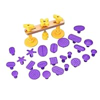 GS Car Body Paintless Dent Repair Kit Bridge Dent Puller Set Pops A Dent Fix Tools with 24pcs Different Size Purple Glue Pulling Tabs Hand Tools