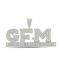 The Diamond Deal 10kt Yellow Gold Mens Round Diamond God Family Money GFM Charm Pendant 3 Cttw