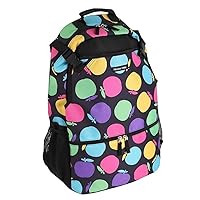 Backpack, Colorful Apple with Deodorizing Shoe Case, Lightweight, Large Capacity, 2 Rackets, Storage Pockets, Water Repellent