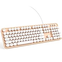 KNOWSQT Wired Computer Keyboard - Orange-White Full-Size Round Keycaps Typewriter Keyboards for Windows, Laptop, PC, Desktop, Mac