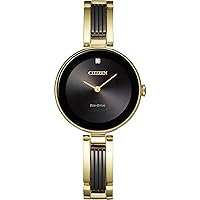 Citizen Women's Eco-Drive Modern Axiom Watch in Gold-Tone Stainless Steel, Black Dial (Model: EX1539-57E)