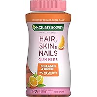 Nature's Bounty Hair, Skin & Nails with Biotin and Collagen, Supports Hair Skin and Nail Health, 2500 mcg, Citrus Flavored Gummies, 140 Ct