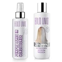 Bold Uniq Purple Leave in Conditioner & Purple Shampoo Bundle. for Dry & Damaged Blonde, Platinum & Gray/Silver Hair. Eliminates Brassy Yellow tones. Hydrating & Detangling. Paraben & Sulfate Free.