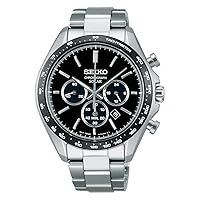 Seiko Selection Solar Chronograph The Standard Men's Wristwatch, silver/black, Bracelet Type