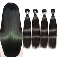 9A Virgin Straight Human Hair 4 Bundles (22 22 24 24 inches,400g) 100% Unprocessed Raw Malaysian Straight Weave Hair Human Bundles 1B Color Straight Hair Extensions