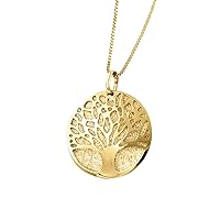 Lucchetta - Italian Necklace 14k Gold Tree of Life Pendant | 16+1.5