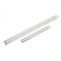 uxcell Double Sides Straight Ruler 15cm 30cm 2 in 1 Silver Tone