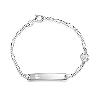 SILBERKETTEN STORE DEIN SCHMUCK ONLINE SHOP Figaro ID Engraving Bracelet 2.4 mm with Tree of Life | Cut-Out Heart in Engraving Plate | Made of Genuine 925 Silver | Nickel-Free and Highly Polished |