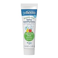 Dr. Brown's Fluoride-Free Baby Toothpaste, Safe to Swallow, Apple Pear, 1-Pack, 1.4oz/40g, 0-3 years