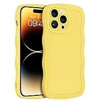 YINLAI Designed for iPhone 14 Pro Max Case 6.7-Inch, Cute Curly Wave Frame Shape Slim Soft TPU Women Girls Bumper Shockproof Protective Phone Case Cover, Yellow