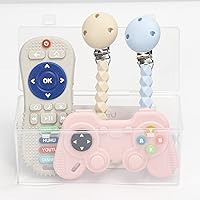 Baby Teething Toys, for Infants 3+ Months, Soft Silicone Teether with Pacifier Clip and Storage Box for Soothing Pain Relief, Baby Chew Toys for Sucking Needs, BPA Free(12-Remote & Gamepad)