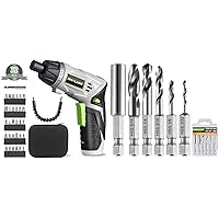 PHALANX 4V Cordless Screwdriver Kit & Hex-shank Metal Drill Bits Set for Metal Wood, with Storage Case and 1 Magnetic Bit Holder