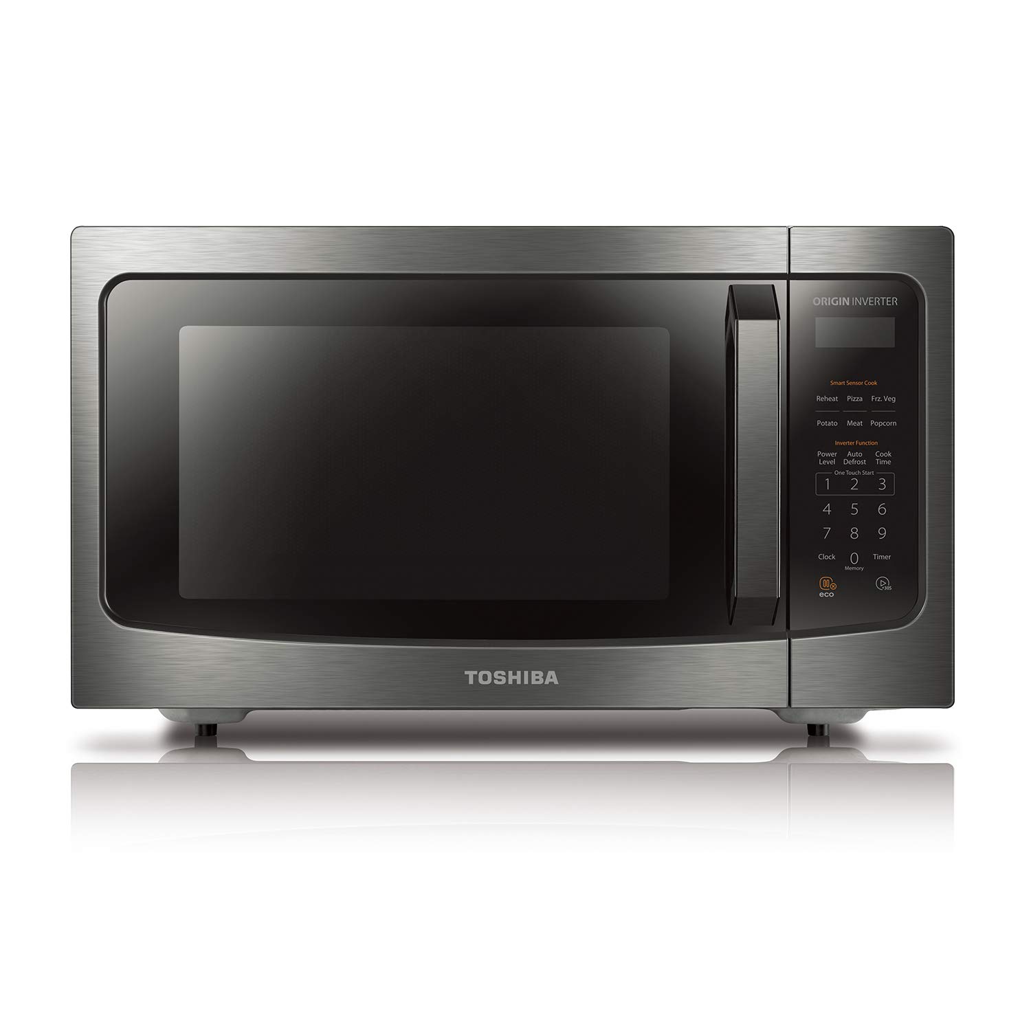 TOSHIBA ML-EM45PIT(BS) Countertop Microwave Oven with Inverter Technology, Kitchen Essentials, Smart Sensor, Auto Defrost, 1.6 Cu.ft, 13.6
