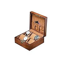 Solid Wood Double-Layer Watch Bracelet Storage Display with Lock Box Retro Jewelry Watch Collection Box
