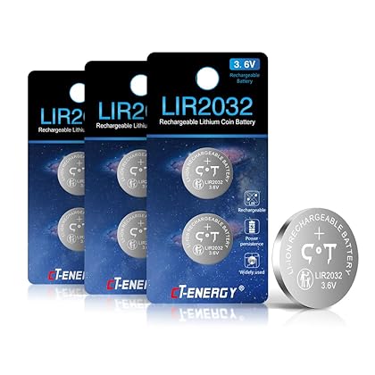 CT-ENERGY Rechargeable 2032 Lithium Battery 6 Pack 3.6V Replace Disposable CR2032 Batteries