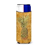 Caroline's Treasures 8654MUK Pineapple Ultra Hugger for slim cans Can Cooler Sleeve Hugger Machine Washable Drink Sleeve Hugger Collapsible Insulator Beverage Insulated Holder