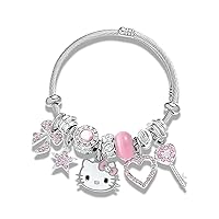 Cute Charm Bracelet, Chain Cuff Jewelry Charms for Bracelets, Stainless Steel Anime Cartoon Bracelet for Women Teen Girls Sister Bff Birthday Gift and Friendship