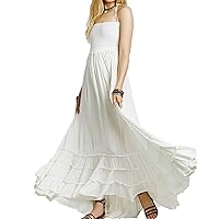 Womens Summer Cotton Sexy Backless Long Dresses Solid Color Beach Maxi Party Dress Tube Top Sleeveless Bohemian Dress