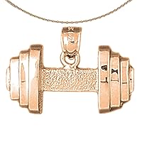 Dumbell Necklace | 14K Rose Gold Dumbbell Pendant with 18