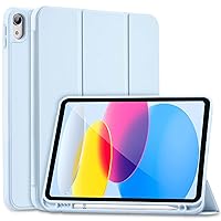 SIWENGDE for iPad 10th Generation Case 2022 with Pencil Holder, iPad 10.9 Inch Case [Support Touch ID] Flexible TPU Back Shell Smart Trifold Stand Protective Cover, Auto Wake/Sleep(Light Blue)