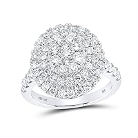 10kt White Gold Womens Round Diamond Cluster Ring 1-7/8 Cttw