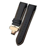 ANKANG 22mm 23mm 24mm Curved End Watchband fit for T035617 Cowhide Watch Strap Clasp Bracelets Men (Color : Black Orange Rose, Size : 24mm)