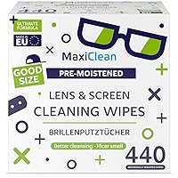 440 Pack Lens Wipes for Eyeglasses Pre-Moistened, Individually Wrapped Streak-Free Cleaning for Glasses & Laptop Screens, Eye Glass Cleaner Wipe Bulk 5.5 x 4.7 Inch, Sunglasses & Phone Wipe