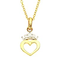 SwaraEcom Solid 14K Yellow Gold Plated 925 Sterling Silver Cute Princess Heart Promise Pendant Necklace with Free 18