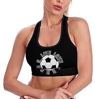 Live Love Soccer Fashion Sports Bras for Women Yoga Vest Underwear Crop Tops with Removable Pads Workout