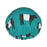 Galloway Cow Print Stylish Reusable Shower Cap With Lining And Elastic Band for all Hair Lengths