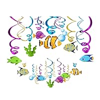 30Ct Under The Sea Party Decorations,Fishing Hanging Swirl Decorations - Clownfish Flounder for Girls,Boys,Kids Home,Classroom,Baby Shower,Birthday Party