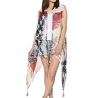 TD Collections Women's Faded American Flag Sleeveless Cardigan Vest