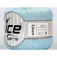 Light Blue Linen Viscose Blend Yarn - Fine, Sport Weight 1.76 Ounces (50grams) 191 Yards (175 Meters)