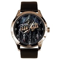 Fantastic Grim Reaper Dark Gothic Skull Art Game Over Fists Solid Brass Collectible Watch