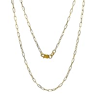 14K Solid Gold Cable Chain - 1.7mm Diamond Cut Gold Thin Paperclip Link Chain Necklace For Women - Dainty Yellow and White Real Gold Pendant Necklace with Lobster Clasp 14