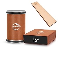 Toptzon Diamond Brown Rolling Knife Sharpener – Roller Knife Sharpener Kit with 15 & 20 Degree Magnetic Angle Stand & Leather Strop Paddle Kit - Easy Sharpening for Kitchen Knife (Modern Brown)