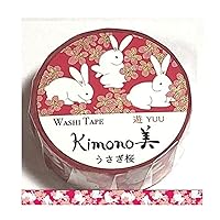 Kamiiso Kimono Washi Masking Tape (15mm) Foil Stamping - Rabbit - for Scrapbooking Art Craft DIY Photo Album Decoration