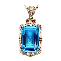 Gualiy Topaz Necklace For Girls, Women's Necklace Rose Gold Rectangle Topaz 39.95ct Necklace
