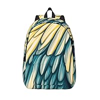 Wing Print Pattern Backpack Lightweight Casual Backpack Multipurpose Canvas Backpack With Laptop Compartmen