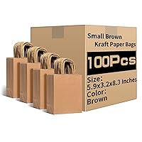 RACETOP Small Brown Kraft Paper Bags with Handles Bulk, 5.9