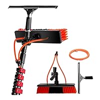 Brushes,Water Fed Pole Kit, Water Fed Brush W/Squeegee, Water Fed Cleaning System, 3-in-1 Aluminum Outdoor Window/6.0 M/19.7 Ft