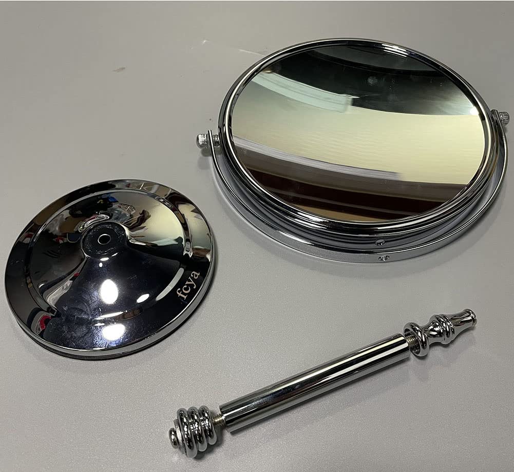 fcya Makeup Mirror,Magnifying Mirror 1/20X Magnification, Large Table top Two-Sided Swivel Vanity Mirror, Chrome FinishStyle 1-8 inches