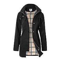 SaphiRose Women's Long Hooded Rain Jacket Outdoor Raincoat Windbreaker
