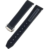 CBYARN- 18mm Silicone Watch band Women Men Watchbands For Omega Sxwatch Speedmaster 007 Seamaster 300 AT150 Silicone Watch Strap(Black pointed, 22mm)