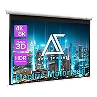 Akia Screens 104 inch Motorized Electric Remote Controlled Drop Down Projector Screen 4:3 8K 4K HD 3D Retractable Ceiling Wall Mount White Projection Screen Office Home Theater Movie AK-MOTORIZE104VW