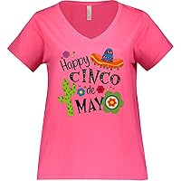 inktastic Happy Cinco De Mayo- Sombrero, Cactus, Women's Plus Size V-Neck
