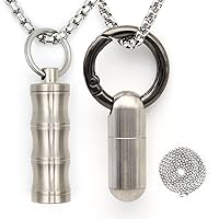 Haxtec Titanium Mini Pill Holder Necklace with Double Chains
