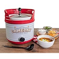 Nostalgia Game Day 4-Quart Kickin' Keg Slow Cooker with Lid and Ladle, Long-Lasting Ceramic Material and Keg-Like Appearance, Cooks Chicken Wings, Meatballs, Chilli, Cheese, Soup, Stews, and More